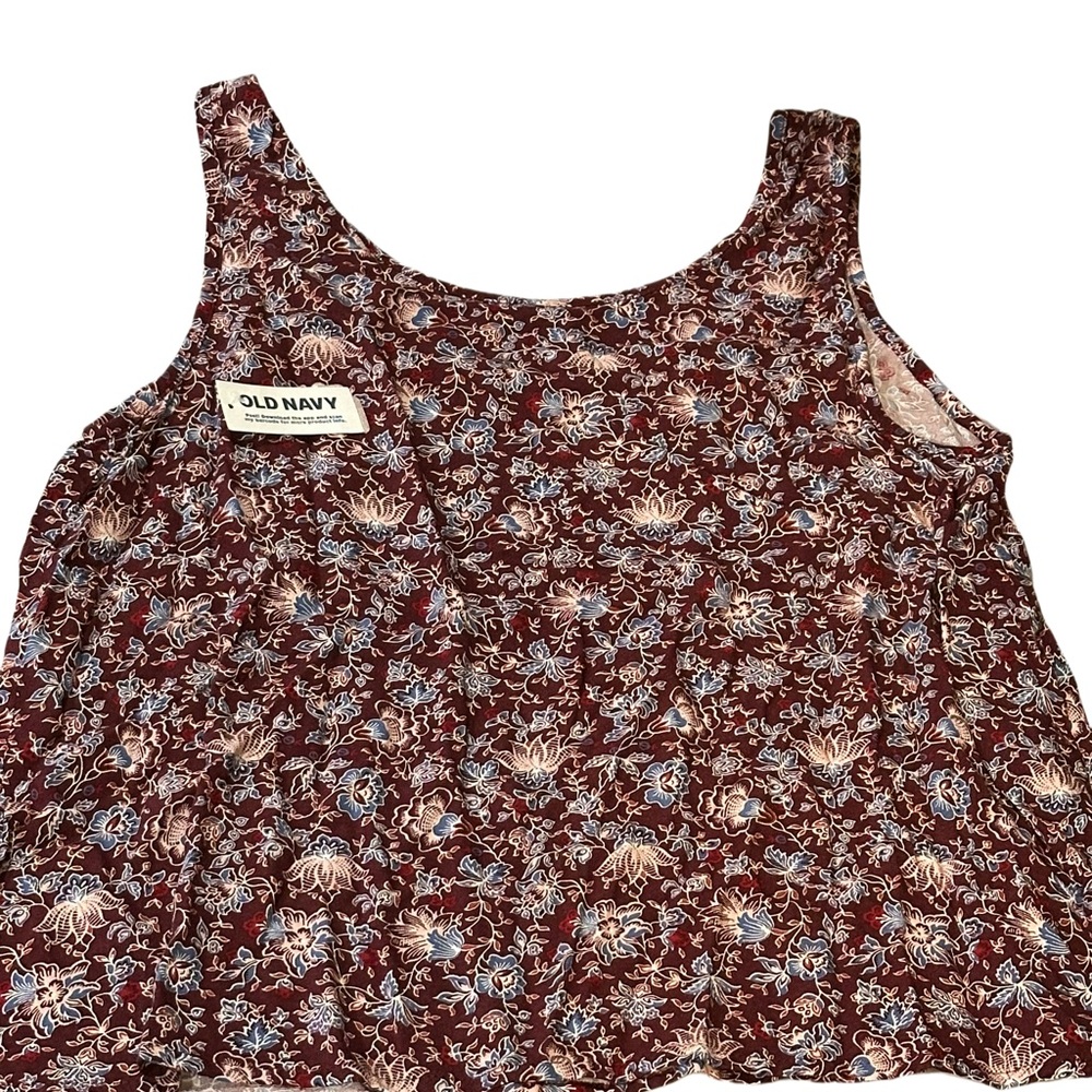 Old Navy Women's Floral Tank Top - Red and Blue